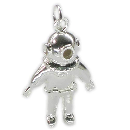 Fascino Ciondolo in argento sterling vecchio stile scafandro .925 x 1 ciondoli per tute subacquee