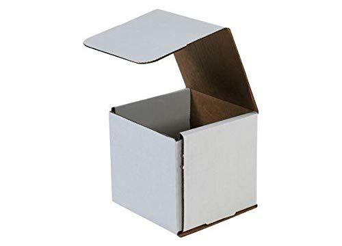 Secure Seal Shipping Boxes - 5x5x5" Mailers - White Foldable Corrugated Cardboard Packaging for Mailing, Moving, Storage, and Organizing - Strong