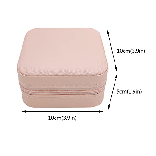 TRODANCE Mini Jewelry Travel Case,Small Jewelry Organizer, Portable Jewelry Box Travel Mini Storage Organizer Portable Display Storage Box For Rings Earrings Necklaces (Pink)