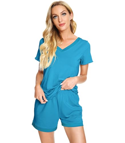 Image of WiWi Viscose from Bamboo Pajamas Set for Women Super Soft Short Sleeve Cooling Summer Plus Size Pjs Sets Sleepwear S-4X
