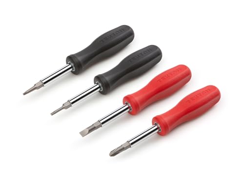 Image of TEKTON 6-in-1 Driver Set, 4-Piece | DMS91002 | (Phillips, Slotted, Torx, Square), Black, Red