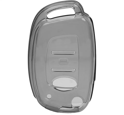 Image of Car Key Cover Key Shell of TPU Material Compatible with Hyundai Creta Venue Aura Elite i20 Grand i10 Nios Xcent 3 Button Flip Key (Transparent Black)
