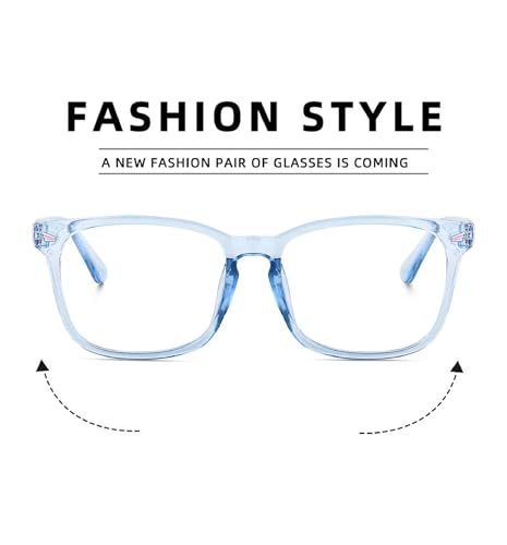 Image of Blue Light Blocking Computer Glasses for Men & Women, Square TR90 Lightweight Eyeglasses Frame, Anti Eye Strain UV Protection, Clear Lens for Gaming Office Reading