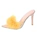 Mince décoré PVC Femmes Mode Talon Pointu et Sandales Pantoufles en Peluche Femmes Talons Hauts Botte Hiver Solde