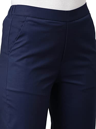 Image of GO COLORS Solid Tapered Fit Chino Pants for Women |Mid Rise, Side Pocket