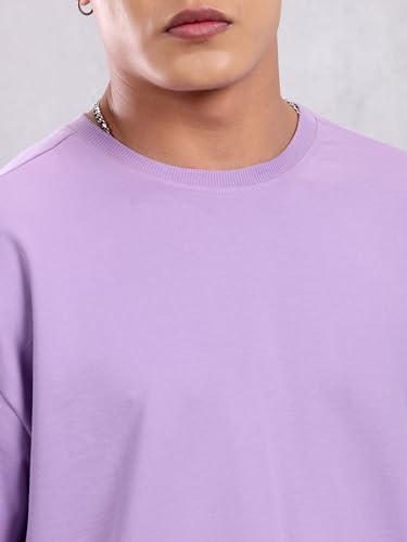 Image of Beyoung Looper Solid Oversized Tshirt for Men | Round Neck | Drop Shoulder | Half Sleeves | Plain Oversized Tshirt