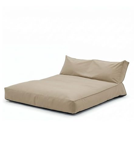 mokebo Outdoor Lounge Das Daybed (130x150 cm) Sand Beige 3-in-1 Sonnenliege & Gartenliege wetterfestes Loungebett wasserabweisender Boden Made in Germany für Terrasse & Pool