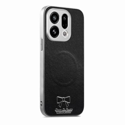 Image of for Oppo Find X9 5G Magnetic Case Butterfly Bow Pattern PU Leather + TPU + PC Shockproof Phone Cover - Black