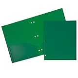 JAM Paper Plastic Two Pocket 3 Hole Punched Presentation School Folder - Green - 108/pack