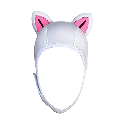 Cat Ears Scuba Dive Hood Surfing Hood 3mm Neoprene to Keep Warm with Chin Strap Swimming Cap Surfing Cap for Girls Women Snorkeling Winter, Black Line L