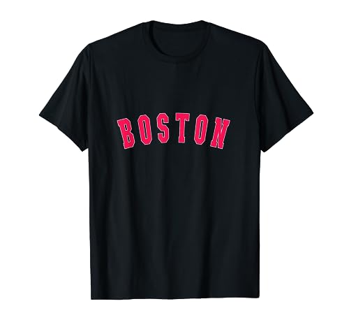 Boston Varsity Style Texto rojo blanco contorno hombres mujeres niños Camiseta