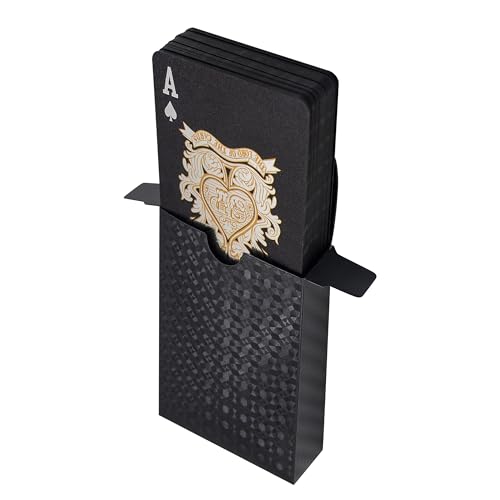 Spielkarten,1 Stück Playing Cards Kartendeck Pokerkarten Schwarze Kunststoff Poker Karten Wasserdichte Pokerkarten Card, für Familien Kartenspiel Party,Schwarzes Gitter – Bild 8