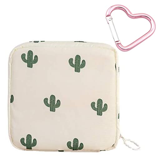 Image of Adorable Pink Peri - Reusable Sanitary Napkin Pads Storage Bag Portable for Women Girls | Made of Nylon + Water Resistance | Zero Waste Period (Cactus)