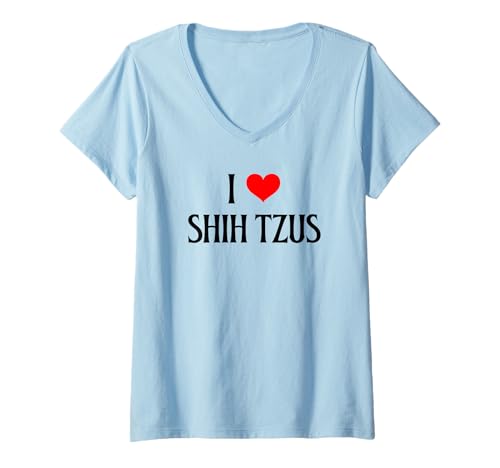 Mujer Amo a Shih Tzus I Heart Shih Tzus, Amante de los Perros, Cachorro Camiseta Cuello V