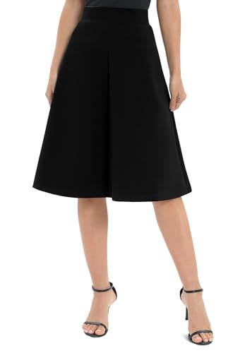 Urban Coco Women'S A-Line Elastic High Waist Flare Work Midi Knee Length Stretchy Skirt thumb #1