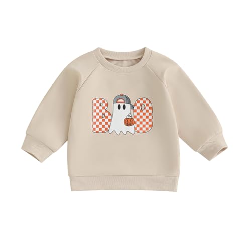farrubbyine8 Toddler Boy Girl Halloween Thanksgiving Outfit Pumpkin Ghost Turkey Sweatshirt Little Kids Toddler Fall Clothes (Halloween Pumpkin B 4-5 Years)