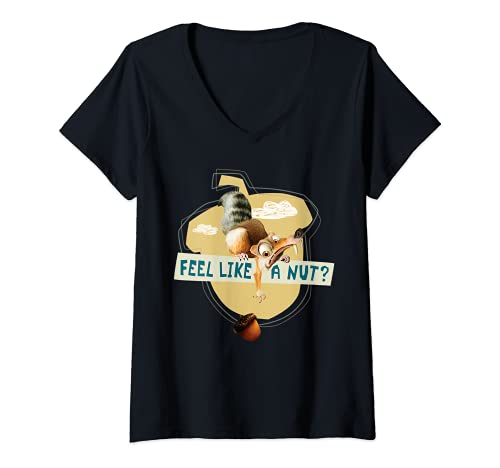 Official Ice Age Merchandise Donna Ice Age Scrat Acorn Feel Like a Nut Maglietta con Collo a V