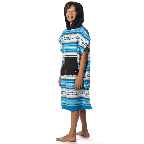 Image of Flow Changing Poncho for Kids - Microfiber Hooded Swim Towel Poncho for Boys & Girls, Perfect for Beach, Pool, or Swim - Quick Dry, Absorbent, Light Weight, and Easy to Pack (Laguna Blue, Small)