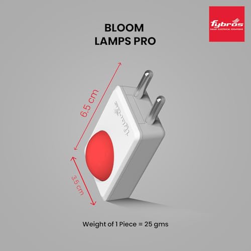 Image of FYBROS Bloom Pro LED Night Lamp | 0.5W | Red Light | Indirect Lighting | 2-Pin Plug | Energy Efficient | Low Power Consumption | Ideal for Bedroom, Kids Room, Hallway | Pack of 1
