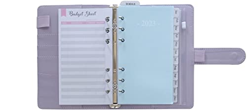 Fan&Ran 2023 Planner Binder Set A6 - Weekly And Monthly Refills, Budget Sheets, Cash Zipper Pocket, Personal Size, Purple #TOP1
