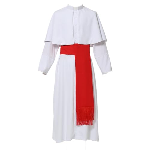BLESSUME Sotana de Sacerdote Romana Con Esclavina para Ministro de Coro con Cinturón de Banda