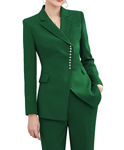 Women's 2 Piece Business Suits Blazer Pant Slim Fit Office Lady Suits Buttons4