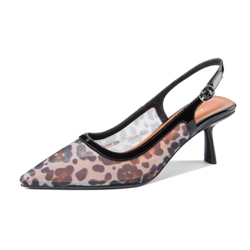 Image of Kitten Heels for Women Closed Pointed Toe Heels Patent Leather Low Heel Slingback Dress Shoes Feature Adjustable Buckle for Date Party Work Office Comfortable Sexy Pumps Shoes