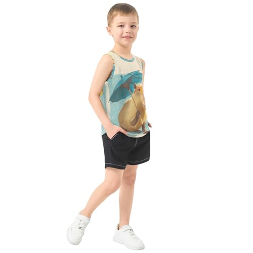 Boys' Tank Top Shirt Capybara Umbrella Sleeveless T-Shirts4