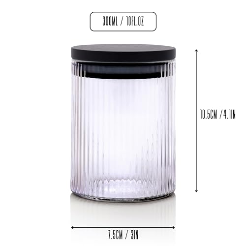 Bocaux en verre nervuré de salle de bain de style apothicaire