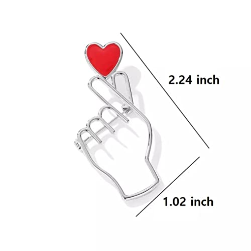 Image of Brooches Heart Finger for K-Pop Pins Love Heart Hand Pins Korean Symbol Love 2 pcs Pin for Clothing Decoration Army Gift merch