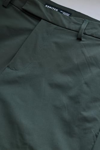 Image of SNITCH Men Casual Trousers | Slim Fit Mid Rise Solid Design | Durable Cotton Blend & Smooth Texture for Office & Everyday Wear |Dark Green
