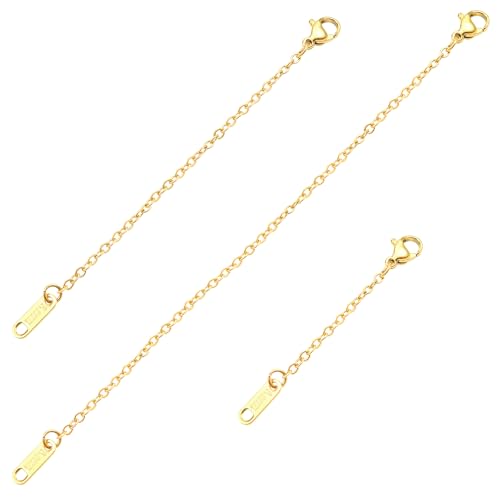 TOAOB Necklace Extender 18K Gold Plated Chain Extenders Choker with Lobster Clasp 2 4 6 Jewelry Extenders Stainless Steel for Necklaces Bracelets Anklets Jewelry Making
