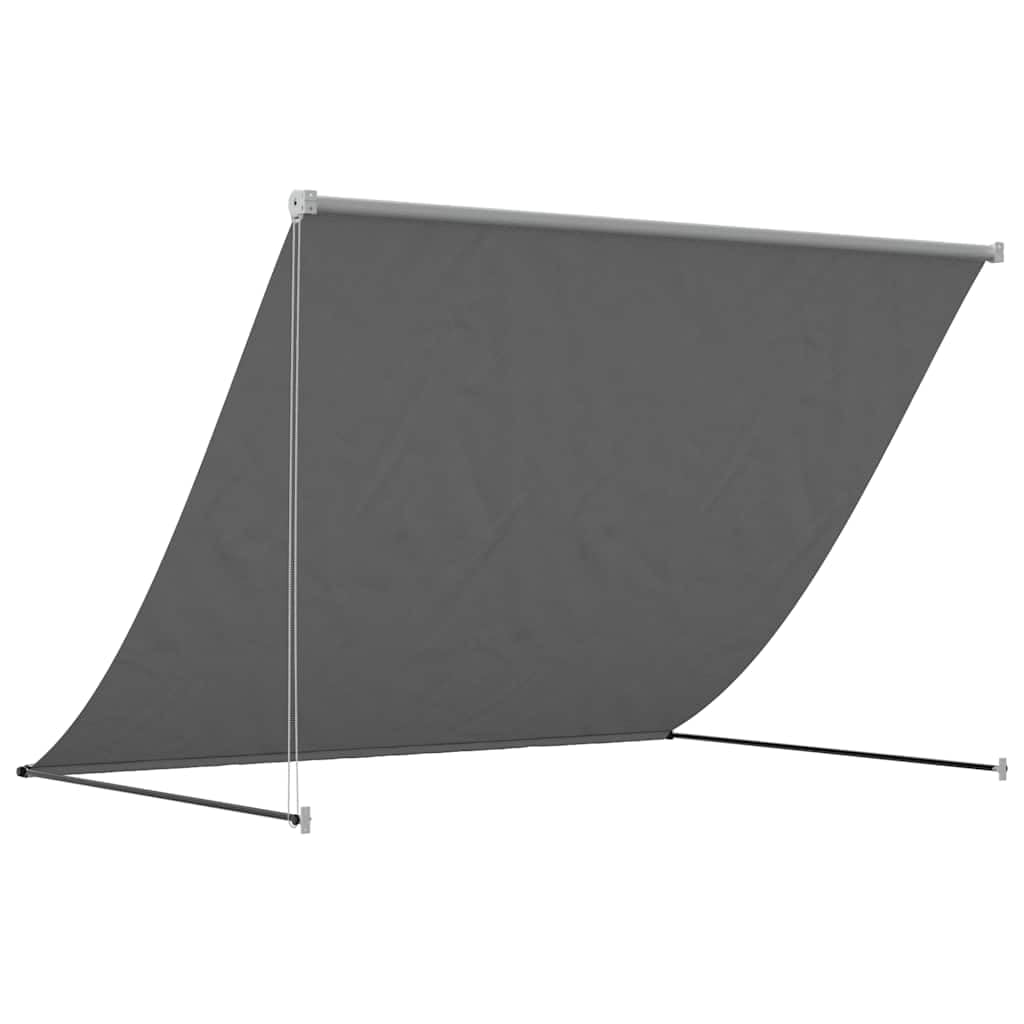 Markise einziehbar Anthrazit 250x150 cm - Manuelle Seilzug Außenmarkise aus Polyester-Stoff und robustem Stahl-Rahmen - Wandmarkise Sichtschutz für Terrasse Balkon Garten Veranda