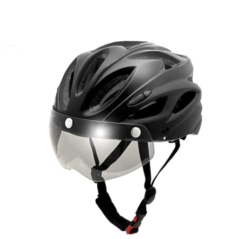 Image of Lista Adults Bike Bicycle Helmet Cycling /Climbing /MTB /BMX Adjustable with Removable Shield Visor /Safty Rear Led Light for Road Men&Women (Black)