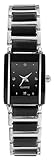 BESTKANG Vintage Square Ceramic Ladies Quartz Watch with Diamond Accents, Waterproof, Elegant Women's Wrist Watch (Black)