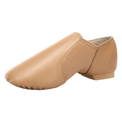 Dynadans Leather Upper Slip-on Jazz Shoe for Girls and Boys (Big Kid/Little Kid/Toddler) 2M Little Kid Brown