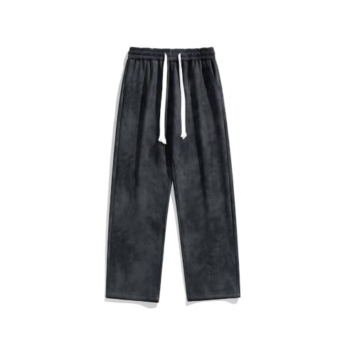 Stylish Comfort Loose Fit Suede Pants Men, Straight Sweatpants Elastic Waist Drawstring, Men's Casual Pants4
