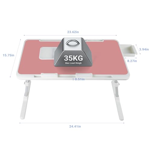Image of iXTRA Adjustable Laptop Lap Desk with Cooling Fan USB Light for Adults 60x40cm,Pink