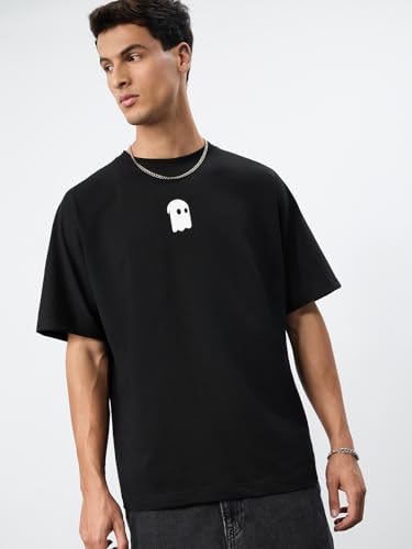 Image of The Souled Store Mr. Soul Men and Boys Short Sleeve Round Neck Purple Graphic Printed Cotton Oversized T-Shirts