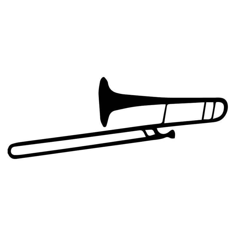 JIFENLI Pegatina De Coche De Trombón De Instrumento Musical Calcomanía De Coche De Pvc Calcomanía Impermeable Negro/Blanco, 17Cm * 7Cm