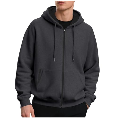 Mens Full Zip Sweatshirt Jacket Fall Winter Fashion Warm Hooded Pullover Casual Loose Long Sleeve Hoodie with Pocket