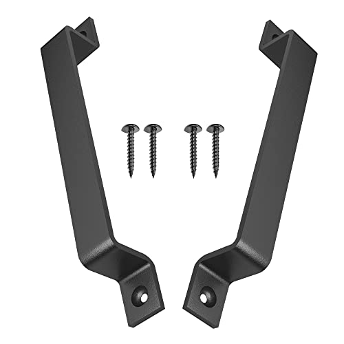 Image of 2-Pack 10 Inch Straight Bar Barn Door Handle - Black Cast Iron Pull for Sliding Doors, Gates, Sheds, Fences, Closets - Indoor Outdoor Farmhouse Hardware