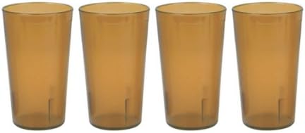 Vaso de restaurante de 32 onzas (onza) para bebidas, vasos apilables, plástico químico resistente a la rotura, juego de 4 unidades, color ámbar