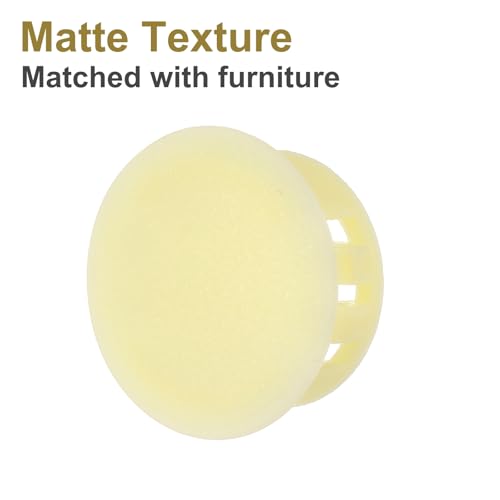 Image of MECCANIXITY 64PCS 18mm(23 /32 inch) Beige Plastic Hole Plugs, Flush Type Panel Hole Plugs Insert End Caps for Locking Hole Tubes Furniture Cabinet