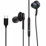 Bhvrtls 2025 New Earbuds Stereo in-Ear Headphones for Samsung Galaxy S25 S24 S23 S22 S21 S20, Note 10, 10+ - Designed with Microphone and Volume Remote Type-C Connector-Black