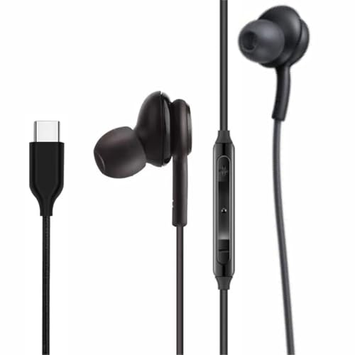 Qtresi 2025 New in-Ear Earbuds Stereo Headphones for Samsung Galaxy Z Fold6 S25 S24 S23 S22 S21 S20 Note 10 10+ - Designed with Microphone and Volume Remote Type-C Connector-Black by Qtresi - Used condition - US$12.31