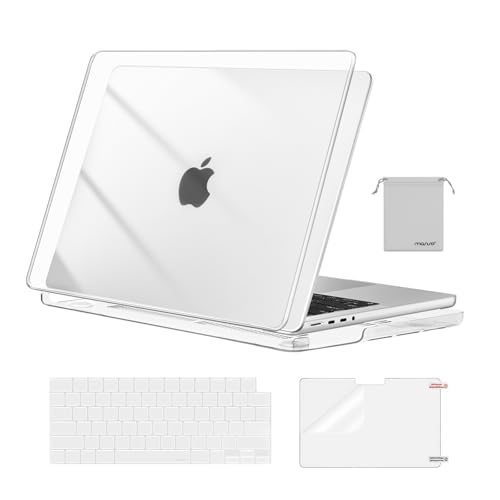 MOSISO Compatible with MacBook Pro 14 inch Case M5 2026 M4 2025 M3 M2 M1 2024-2021 A3427 A3426 A3434 A3112 A3185 A3401 A2918 A2992 A2779 A2442,Hard Case&Keyboard Skin&ScreenFilm&Pouch, Transparent
