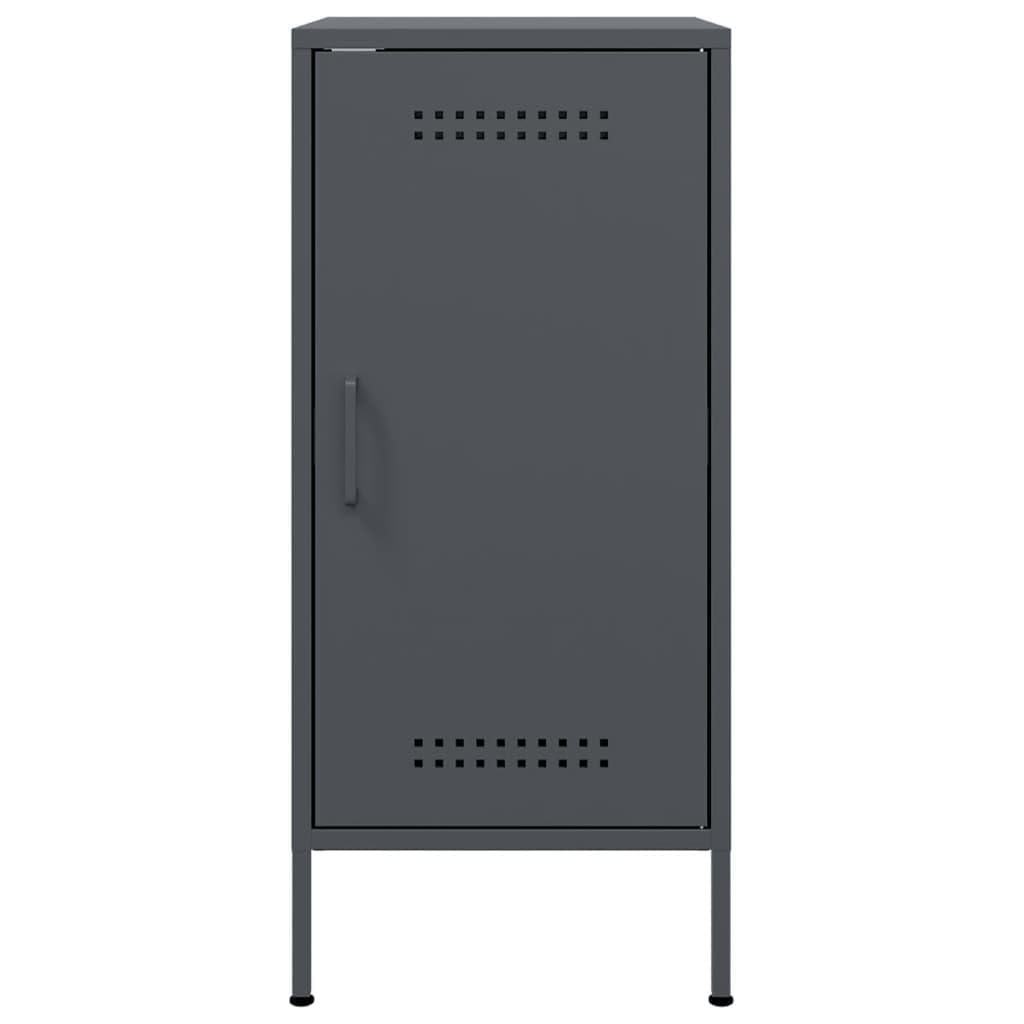 Buffet anthracite 36 x 39 x 79 cm, en acier laminé à froid, armoire avec porte, 2 compartiments, pieds réglables, organisateur robuste, pour chambre à coucher, salon