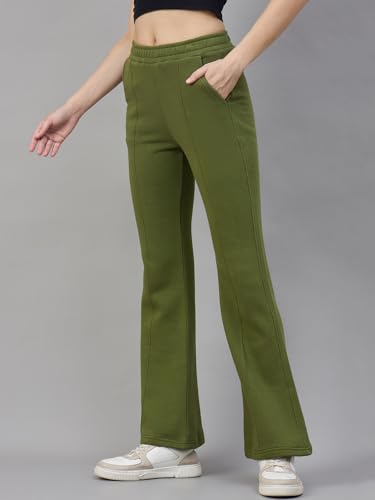 Image of 98 Degree North Women Flared Fleece Track Pants-GL1315-ALMOND