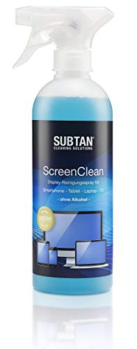 SUBTAN 500 ml ScreenClean Bildschirm- und Display-Reiniger-Spray ohne Alkohol für Smartphone, Tablet, Laptop, TV